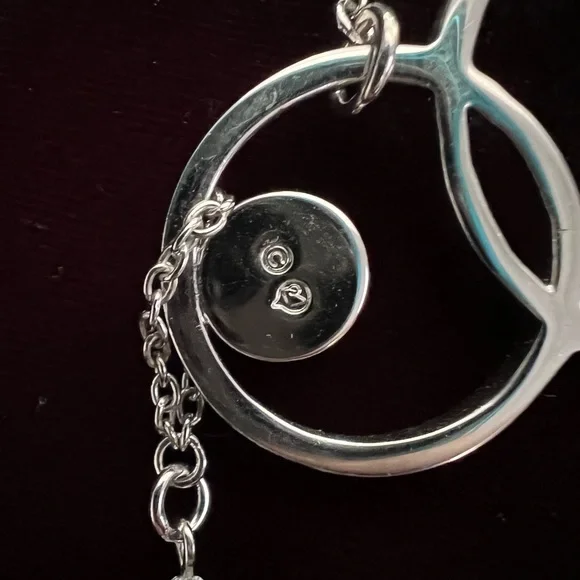 Swarovski Necklace - Asymmetrical Circles - Silver tone - Picture 7 of 7